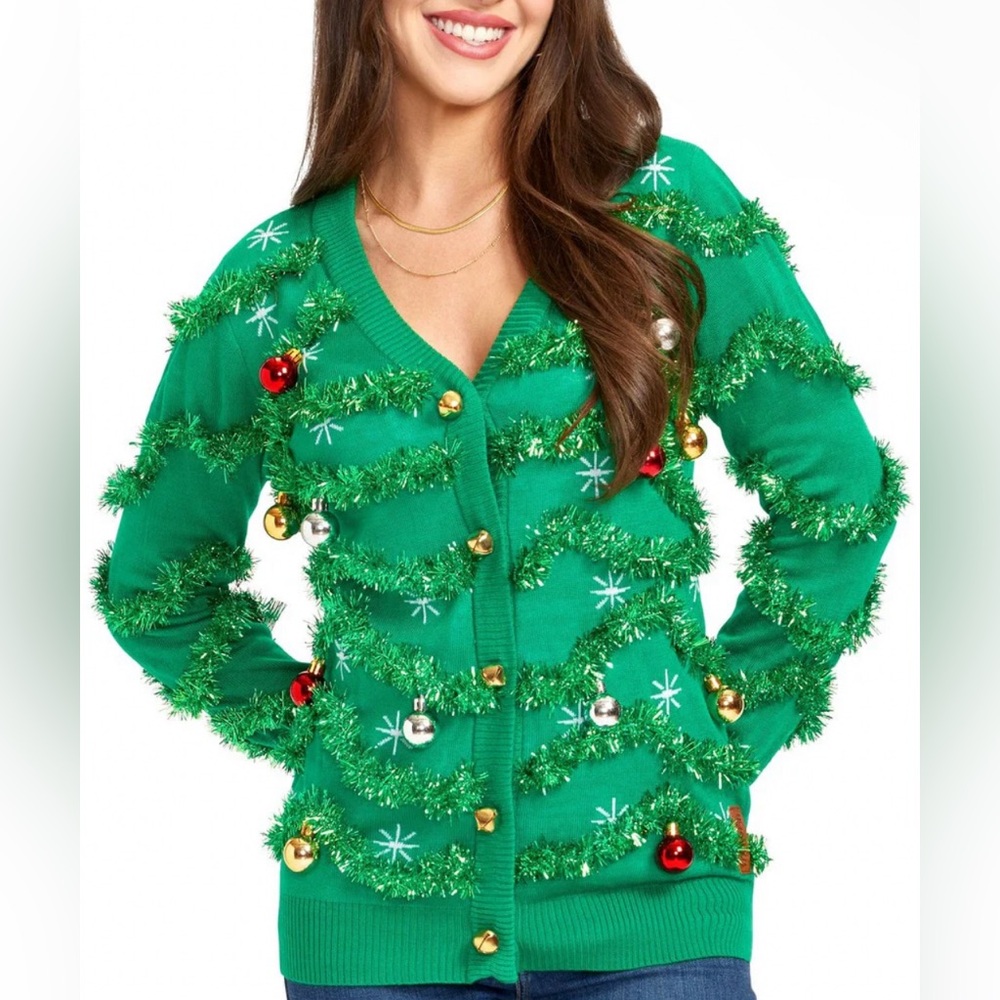 TIPSY ELVES GARLAND UGLY SWEATER NEW